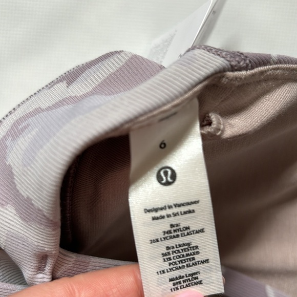 lululemon ENERGY BRA LONG LINE *RIBBED INCOGNITO JAGGED INVISI VIOLET CAMO 6 NWT - Picture 8 of 8